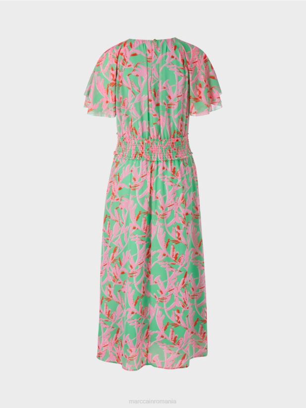 rochie cu imprimeu floral Marc Cain jad strălucitor îmbrăcăminte 4826HH106