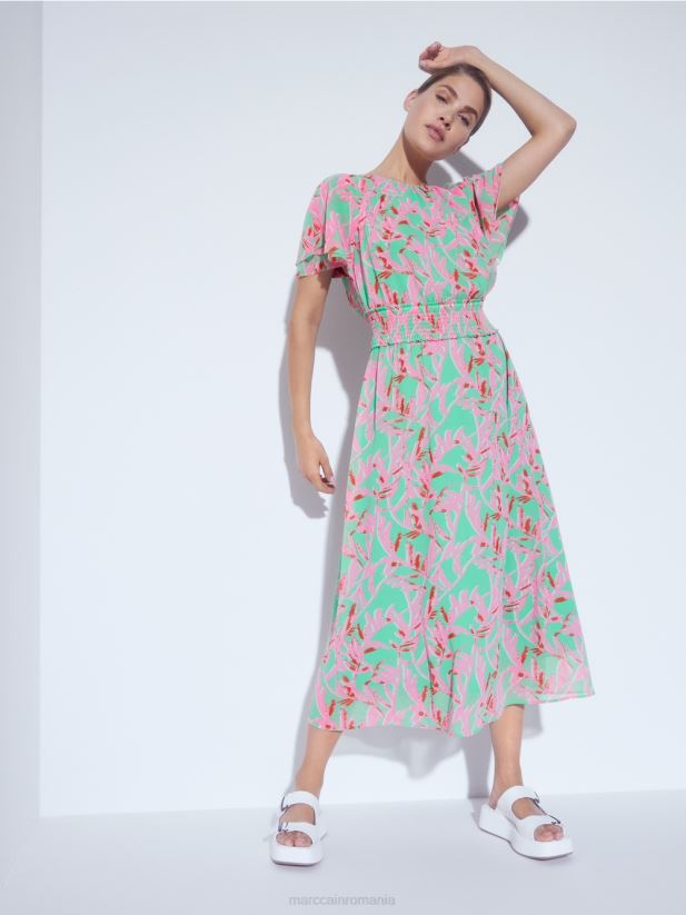 rochie cu imprimeu floral Marc Cain jad strălucitor îmbrăcăminte 4826HH106