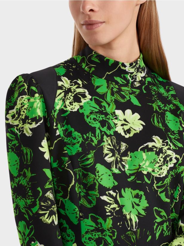 rochie cu maneci balon Marc Cain verde măr închis îmbrăcăminte 4826HH11