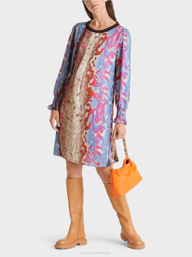 rochie cu mix de imprimeuri Marc Cain cer întunecat de vară îmbrăcăminte 4826HH23
