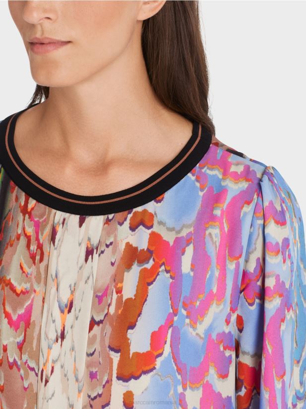 rochie cu mix de imprimeuri Marc Cain cer întunecat de vară îmbrăcăminte 4826HH23