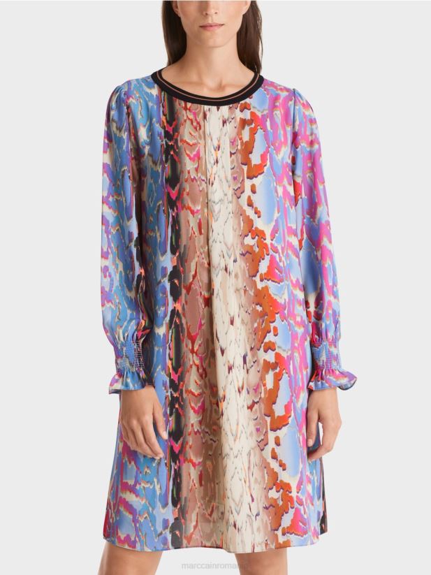 rochie cu mix de imprimeuri Marc Cain cer întunecat de vară îmbrăcăminte 4826HH23
