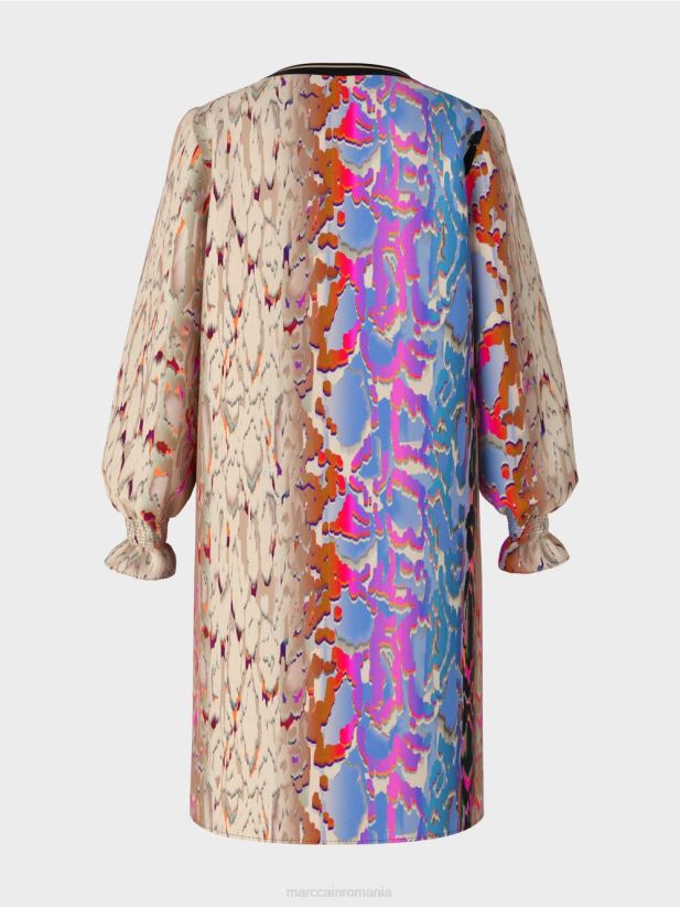 rochie cu mix de imprimeuri Marc Cain cer întunecat de vară îmbrăcăminte 4826HH23