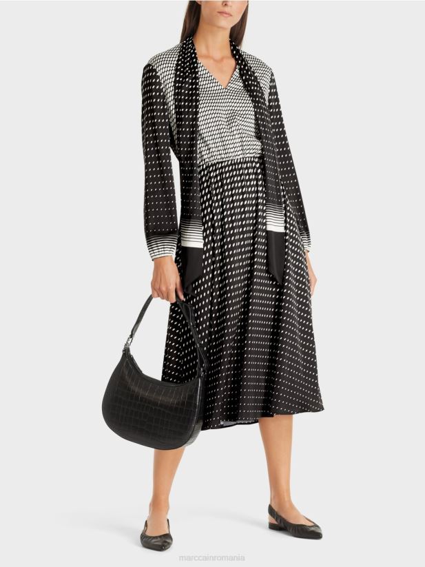 rochie cu mix de modele Marc Cain negru îmbrăcăminte 4826HH144