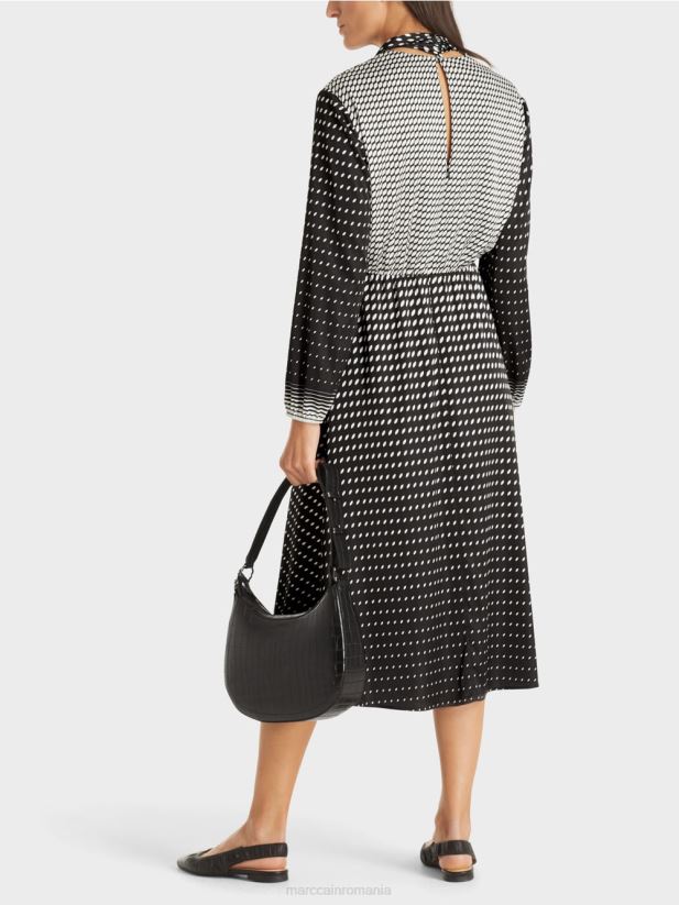 rochie cu mix de modele Marc Cain negru îmbrăcăminte 4826HH144