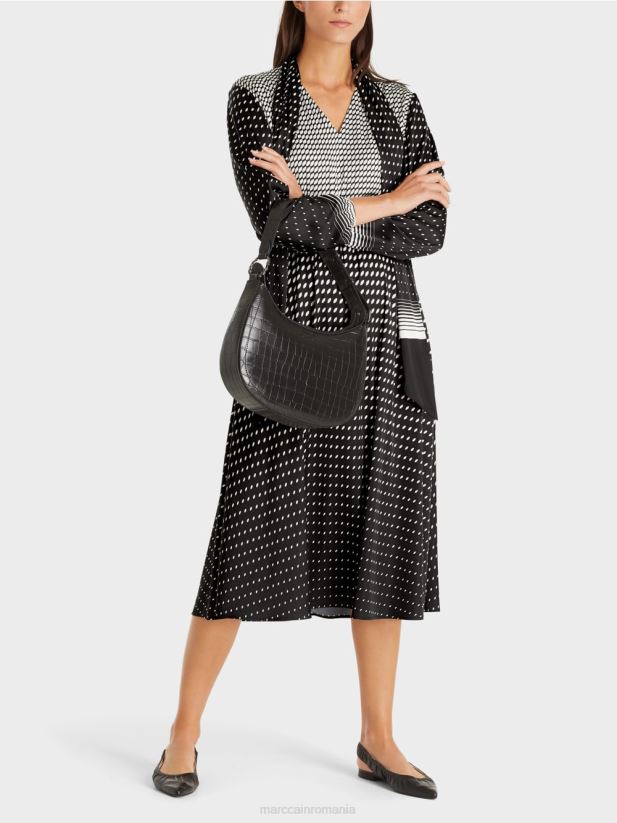 rochie cu mix de modele Marc Cain negru îmbrăcăminte 4826HH144