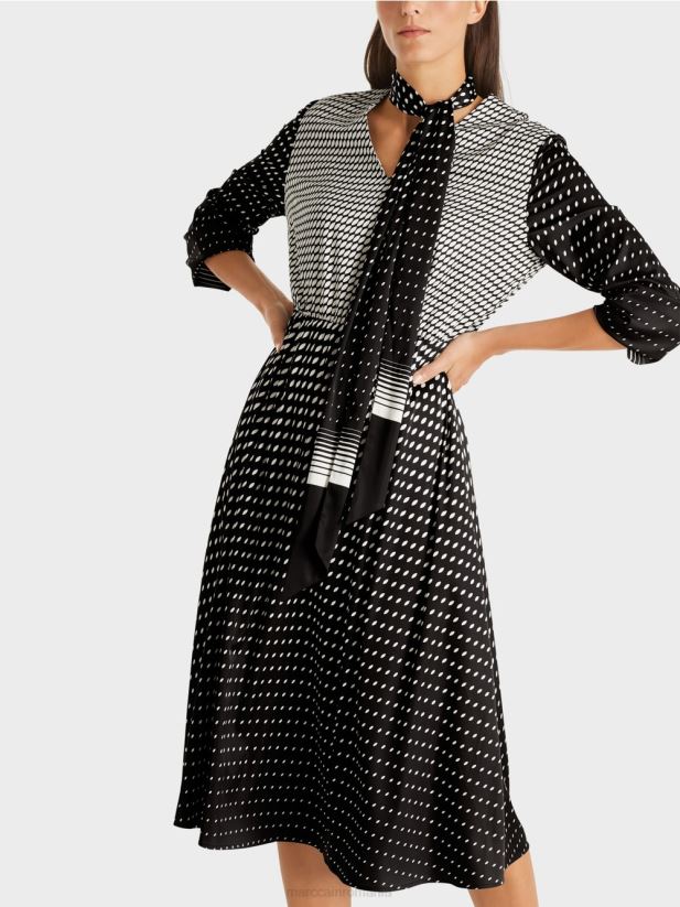 rochie cu mix de modele Marc Cain negru îmbrăcăminte 4826HH144