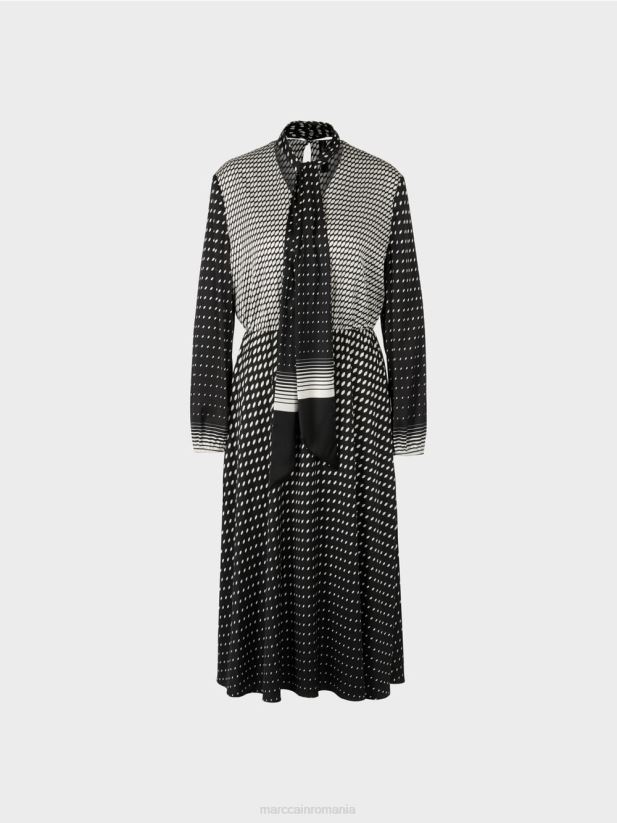 rochie cu mix de modele Marc Cain negru îmbrăcăminte 4826HH144