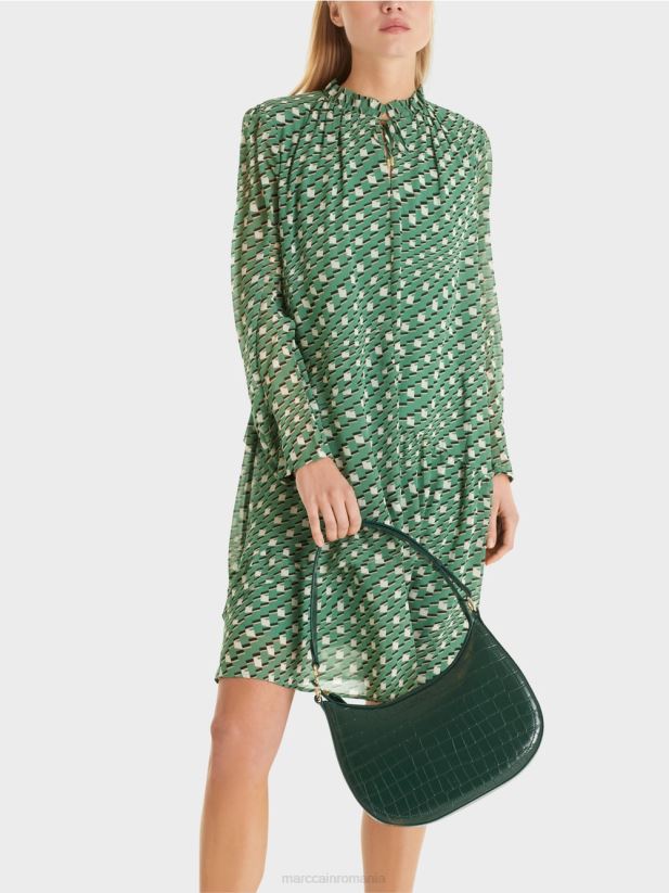 rochie cu model grafic Marc Cain mușchi verde îmbrăcăminte 4826HH129