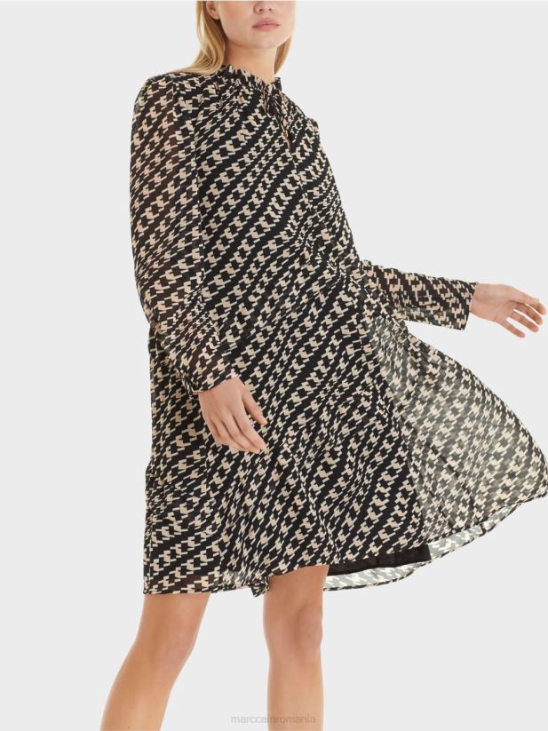 rochie cu model grafic Marc Cain negru îmbrăcăminte 4826HH126
