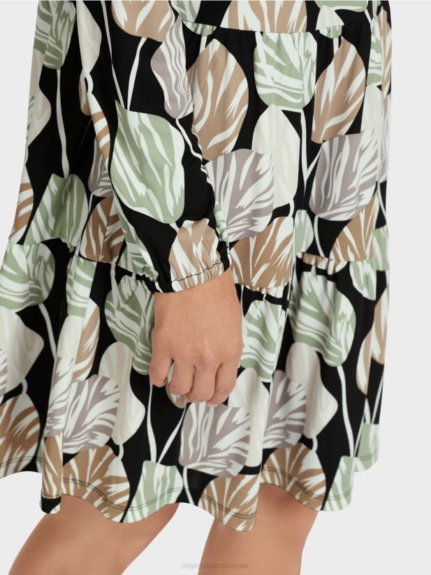 rochie cu motiv de frunze peste tot Marc Cain menta pudra îmbrăcăminte 4826HH137