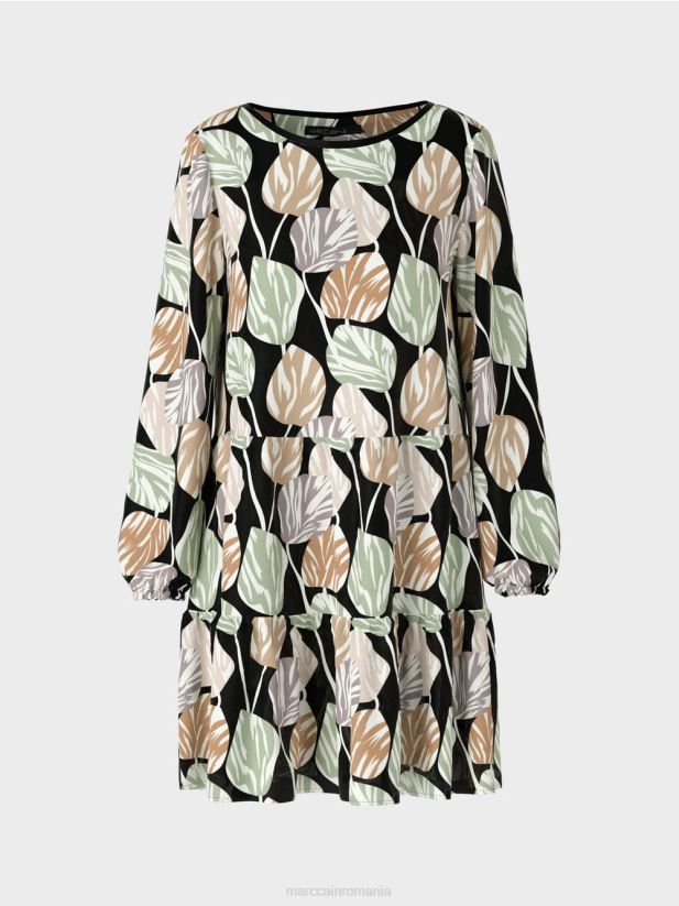 rochie cu motiv de frunze peste tot Marc Cain menta pudra îmbrăcăminte 4826HH137