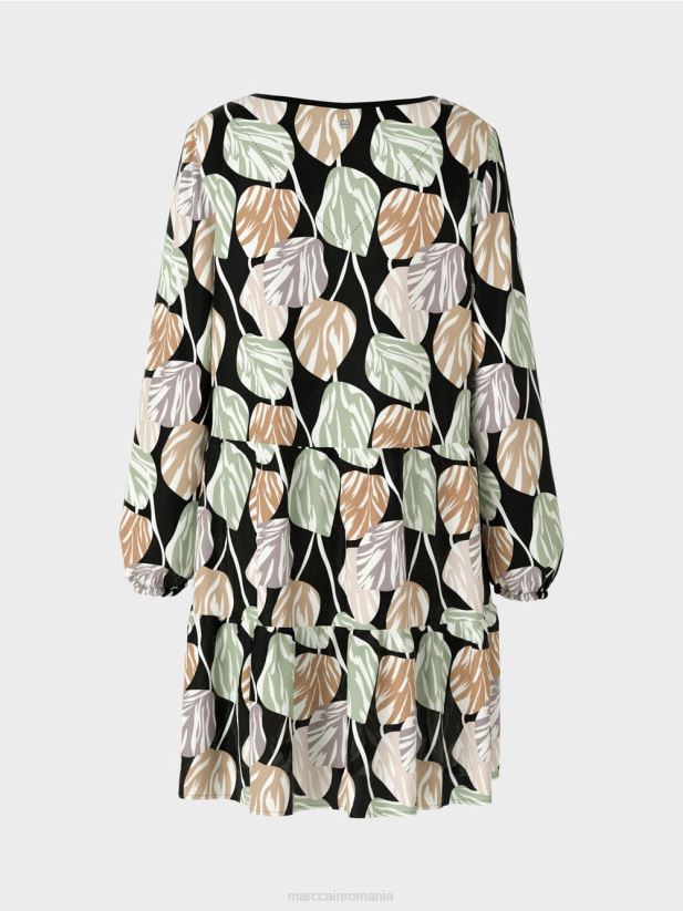 rochie cu motiv de frunze peste tot Marc Cain menta pudra îmbrăcăminte 4826HH137