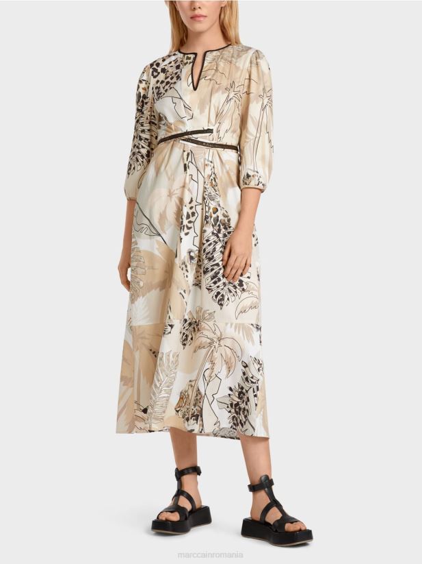 rochie cu talie de imperiu Marc Cain nisip adânc îmbrăcăminte 4826HH86