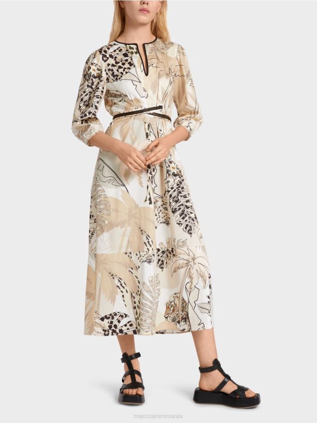rochie cu talie de imperiu Marc Cain nisip adânc îmbrăcăminte 4826HH86