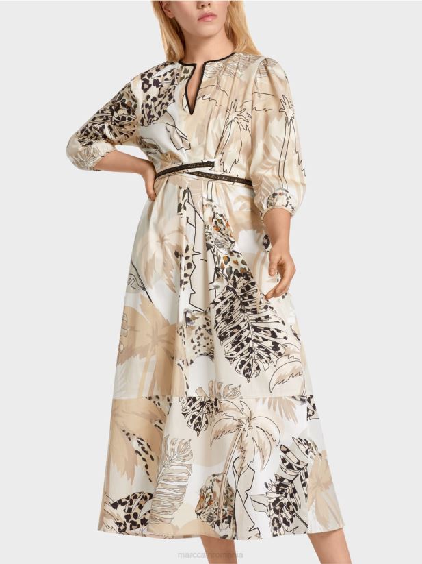 rochie cu talie de imperiu Marc Cain nisip adânc îmbrăcăminte 4826HH86