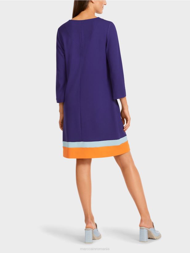 rochie cu tiv color-blocat Marc Cain purpuriu regal îmbrăcăminte 4826HH140