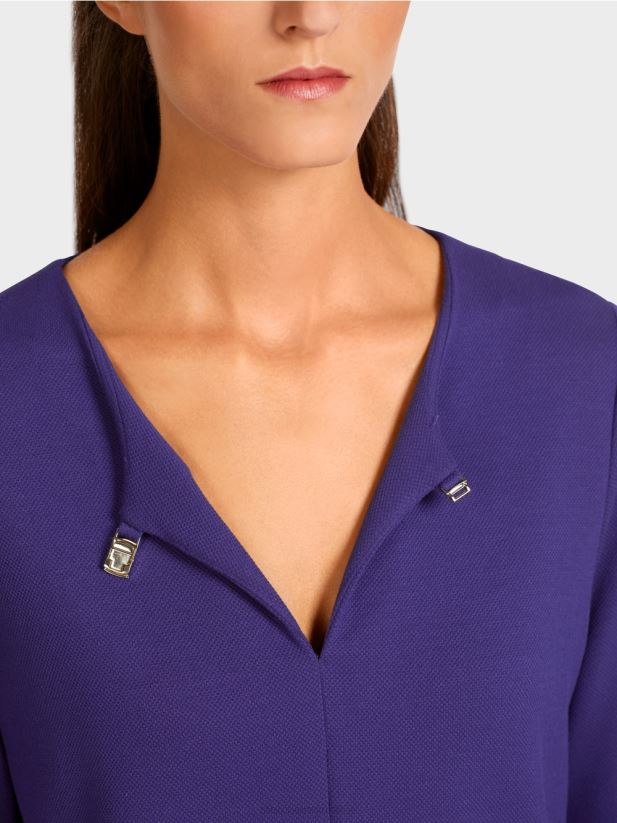 rochie cu tiv color-blocat Marc Cain purpuriu regal îmbrăcăminte 4826HH140