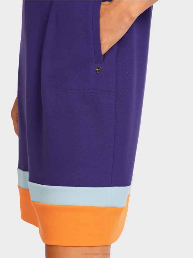 rochie cu tiv color-blocat Marc Cain purpuriu regal îmbrăcăminte 4826HH140
