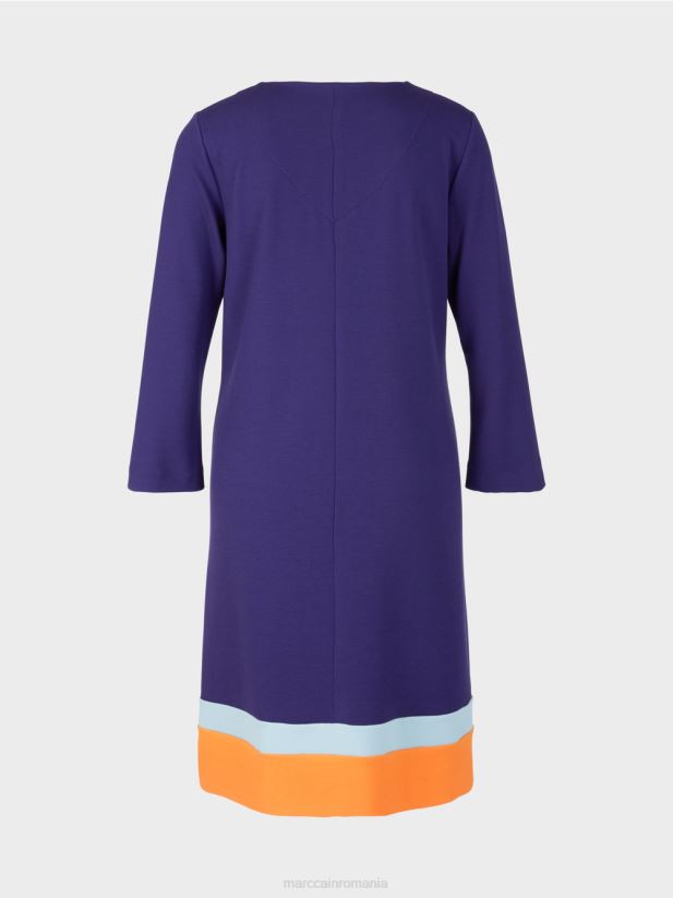 rochie cu tiv color-blocat Marc Cain purpuriu regal îmbrăcăminte 4826HH140