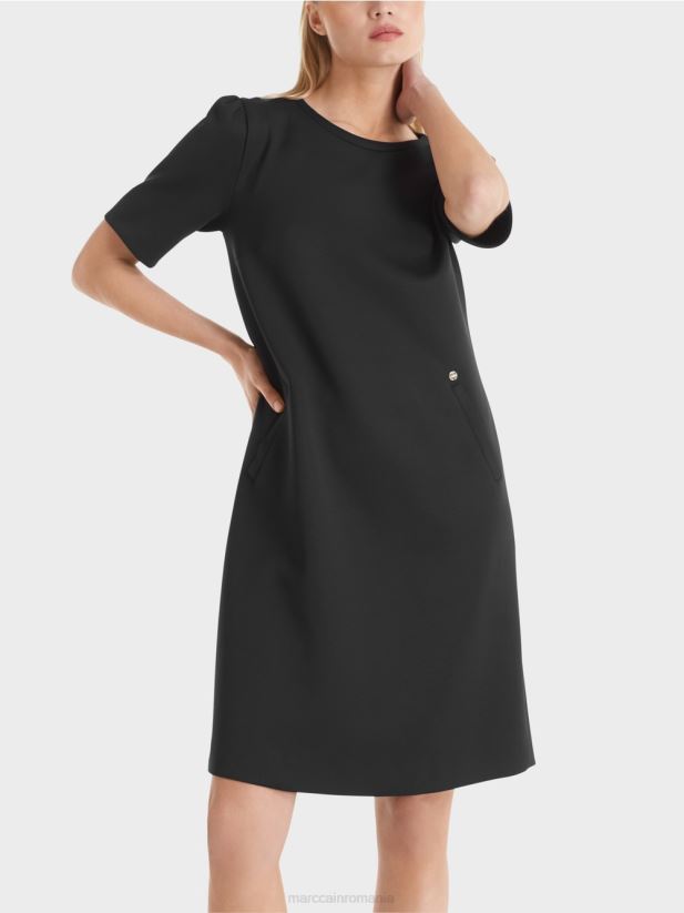 rochie cu umăr accentuat Marc Cain negru îmbrăcăminte 4826HH42
