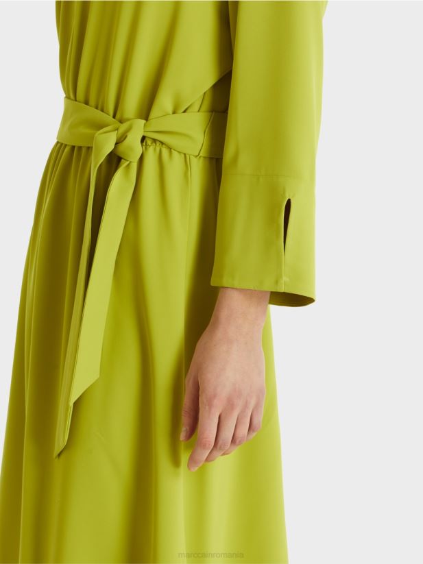 rochie curgătoare Marc Cain verde măsliniu strălucitor îmbrăcăminte 4826HH43