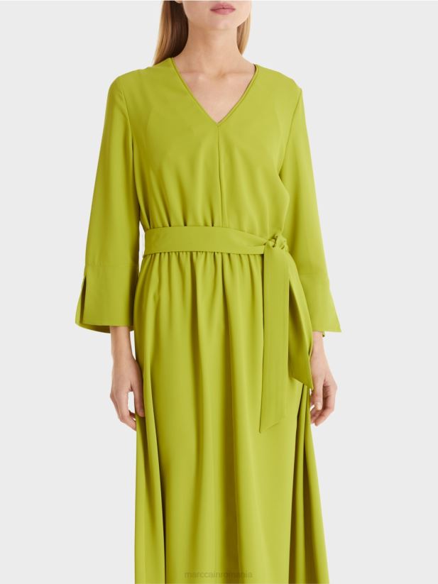 rochie curgătoare Marc Cain verde măsliniu strălucitor îmbrăcăminte 4826HH43