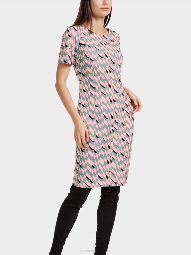 rochie de design grafic Marc Cain albastru închis la cer îmbrăcăminte 4826HH31