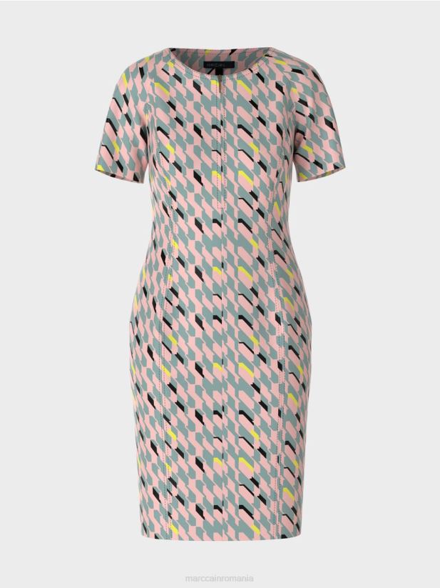 rochie de design grafic Marc Cain albastru închis la cer îmbrăcăminte 4826HH31