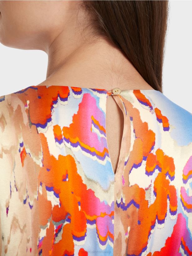 rochie de mătase colorată Marc Cain cer întunecat de vară îmbrăcăminte 4826HH24