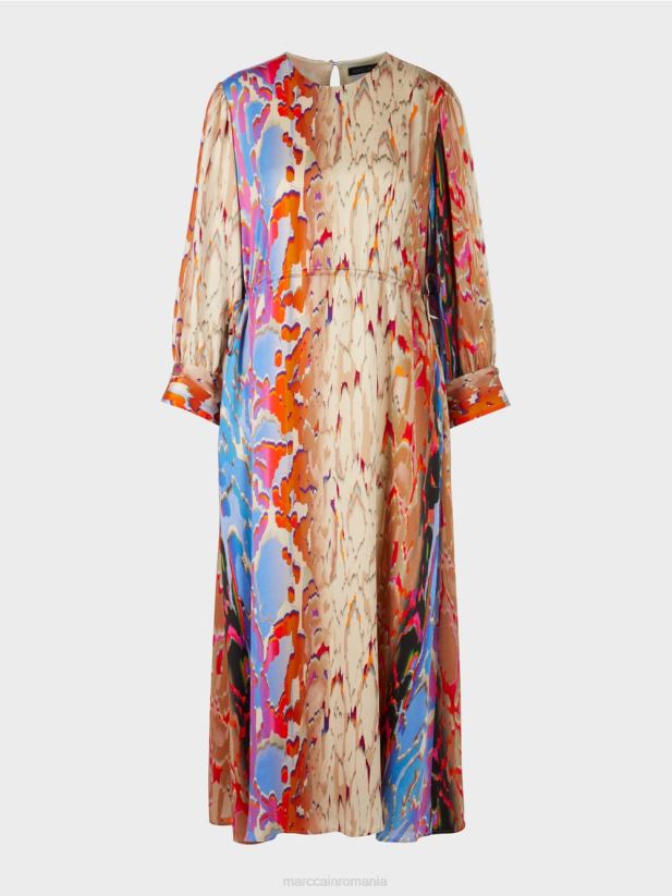rochie de mătase colorată Marc Cain cer întunecat de vară îmbrăcăminte 4826HH24