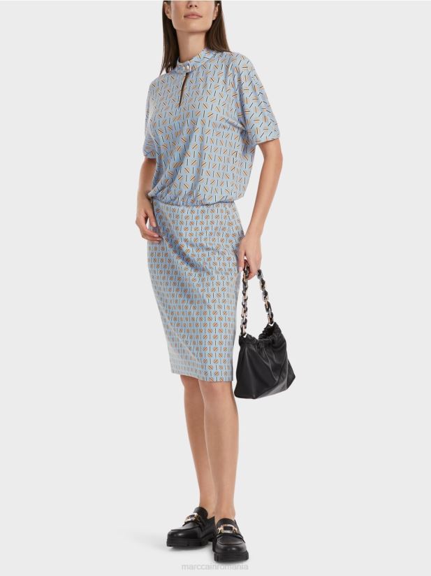 rochie din amestec de materiale Marc Cain cer întunecat de vară îmbrăcăminte 4826HH19