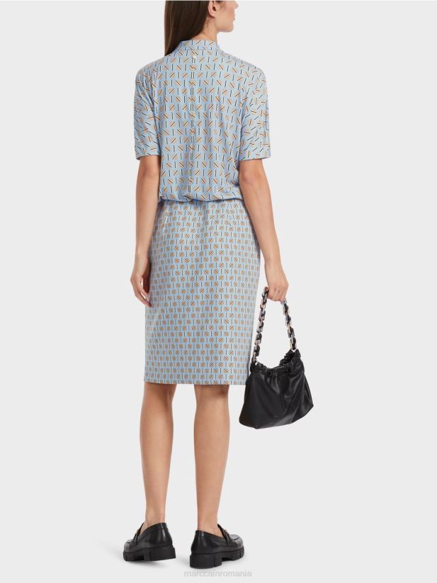 rochie din amestec de materiale Marc Cain cer întunecat de vară îmbrăcăminte 4826HH19