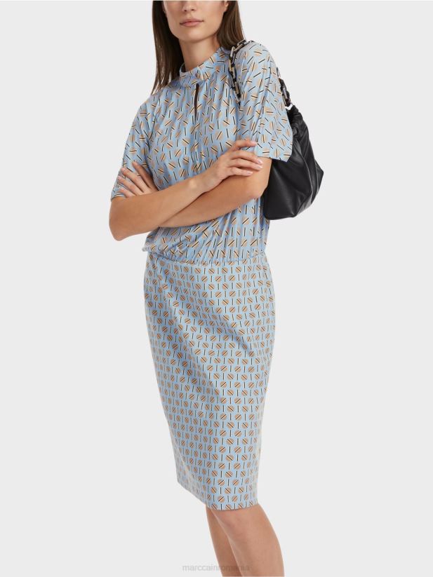 rochie din amestec de materiale Marc Cain cer întunecat de vară îmbrăcăminte 4826HH19