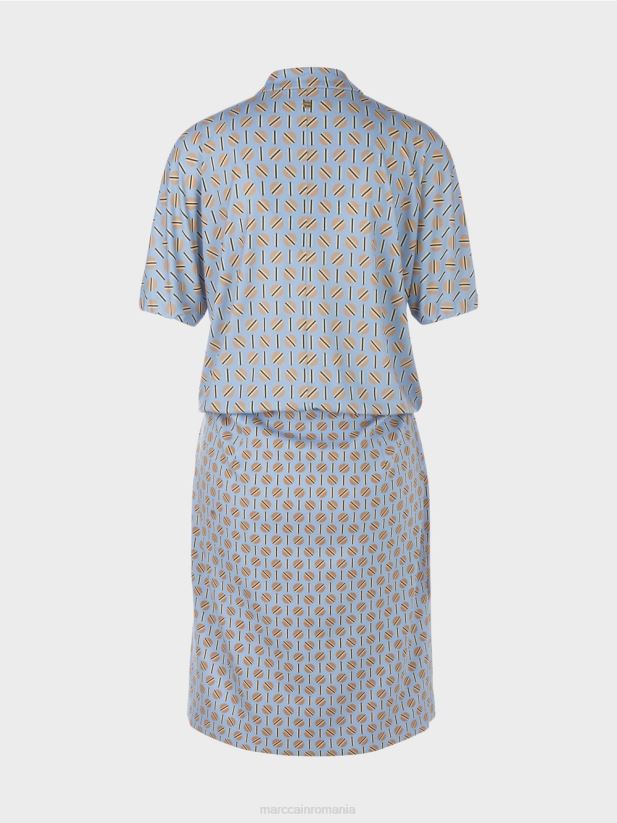 rochie din amestec de materiale Marc Cain cer întunecat de vară îmbrăcăminte 4826HH19