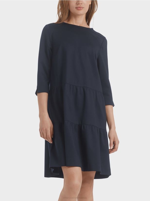 rochie din jerse cu volanuri etajate Marc Cain albastru miezul nopții îmbrăcăminte 4826HH146