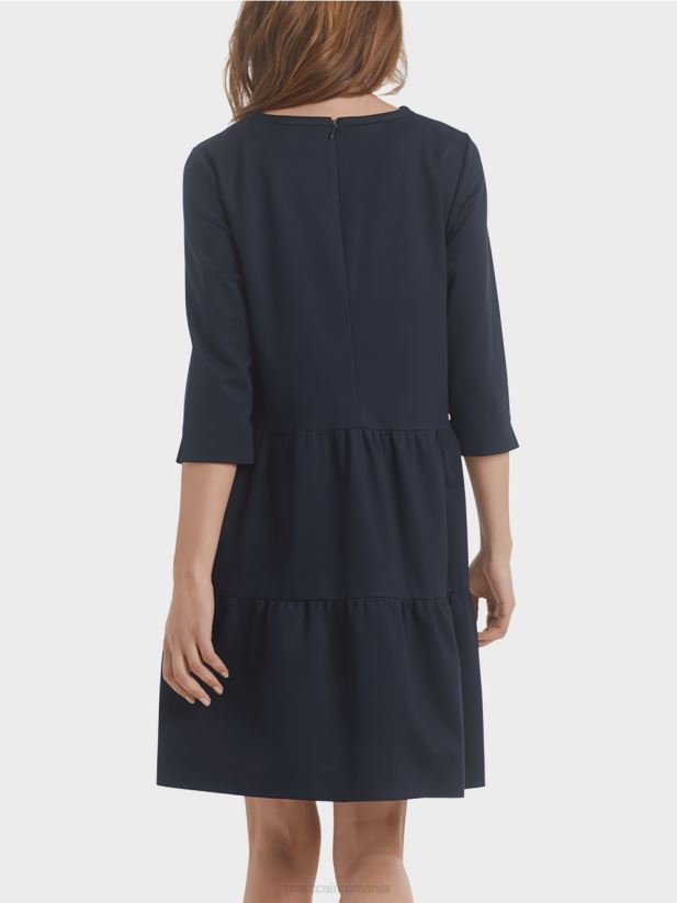 rochie din jerse cu volanuri etajate Marc Cain albastru miezul nopții îmbrăcăminte 4826HH146