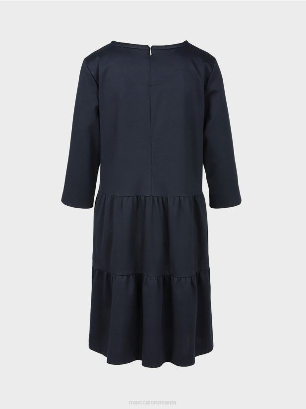 rochie din jerse cu volanuri etajate Marc Cain albastru miezul nopții îmbrăcăminte 4826HH146