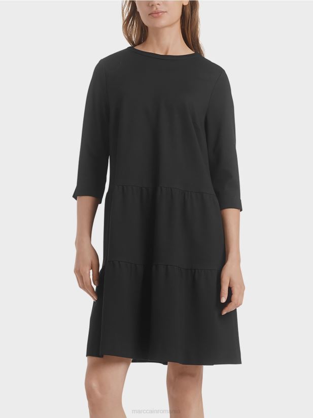 rochie din jerse cu volanuri etajate Marc Cain negru îmbrăcăminte 4826HH145