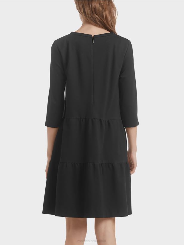 rochie din jerse cu volanuri etajate Marc Cain negru îmbrăcăminte 4826HH145