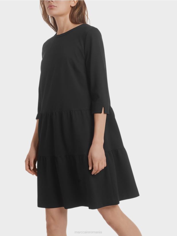 rochie din jerse cu volanuri etajate Marc Cain negru îmbrăcăminte 4826HH145