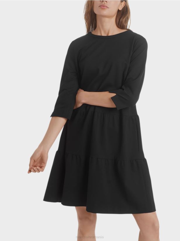 rochie din jerse cu volanuri etajate Marc Cain negru îmbrăcăminte 4826HH145
