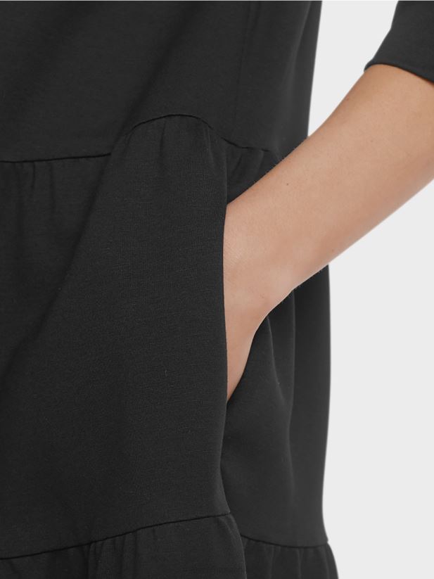 rochie din jerse cu volanuri etajate Marc Cain negru îmbrăcăminte 4826HH145