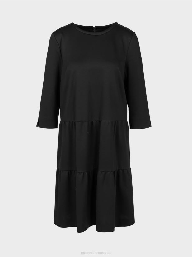 rochie din jerse cu volanuri etajate Marc Cain negru îmbrăcăminte 4826HH145