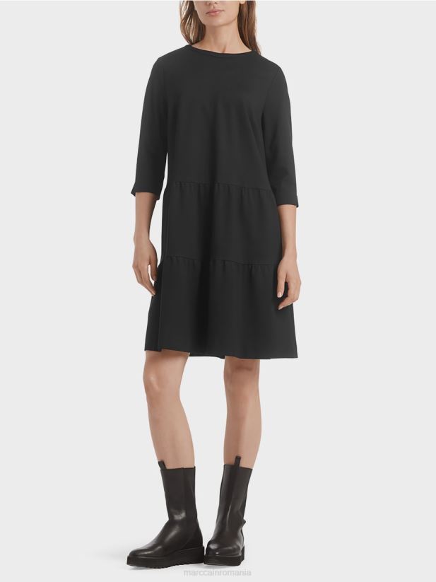rochie din jerse cu volanuri etajate Marc Cain negru îmbrăcăminte 4826HH145