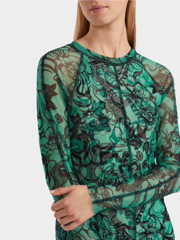 rochie din tul elastic care îmbrățișează corpul Marc Cain smalț îmbrăcăminte 4826HH4