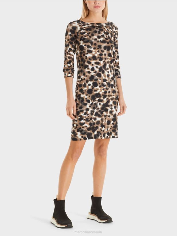 rochie elastică din bumbac Marc Cain cafea ușoară îmbrăcăminte 4826HH49