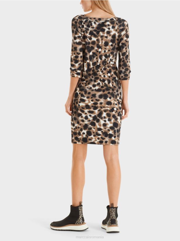 rochie elastică din bumbac Marc Cain cafea ușoară îmbrăcăminte 4826HH49