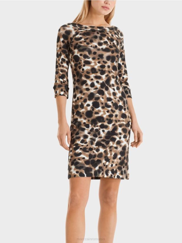 rochie elastică din bumbac Marc Cain cafea ușoară îmbrăcăminte 4826HH49