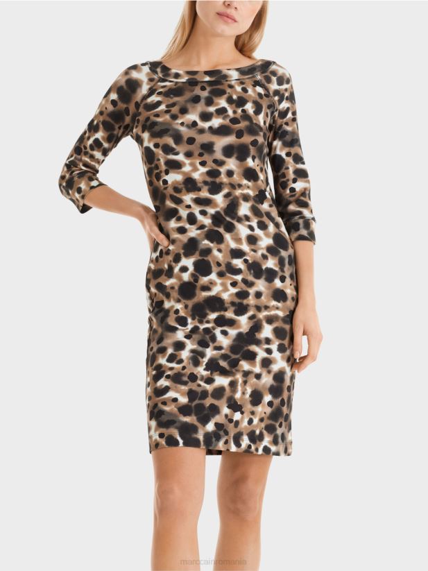 rochie elastică din bumbac Marc Cain cafea ușoară îmbrăcăminte 4826HH49